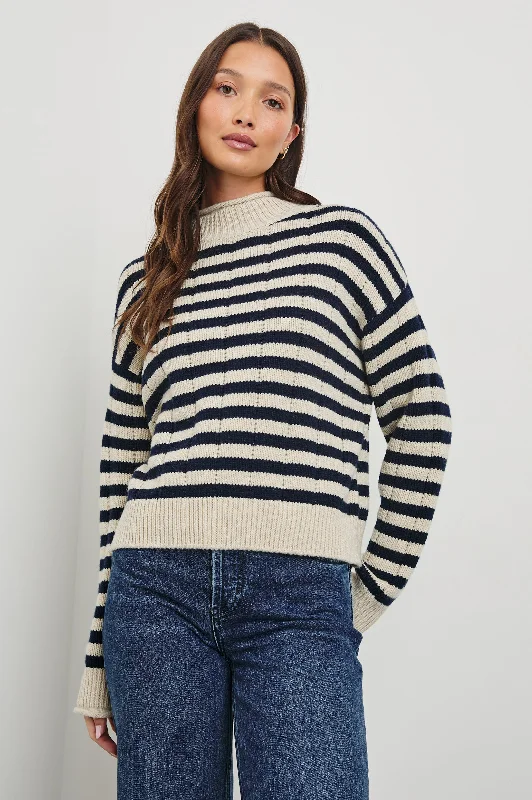 Women's Casual Clothing For Lounging CORRINE SWEATER - OAT NAVY STRIPE