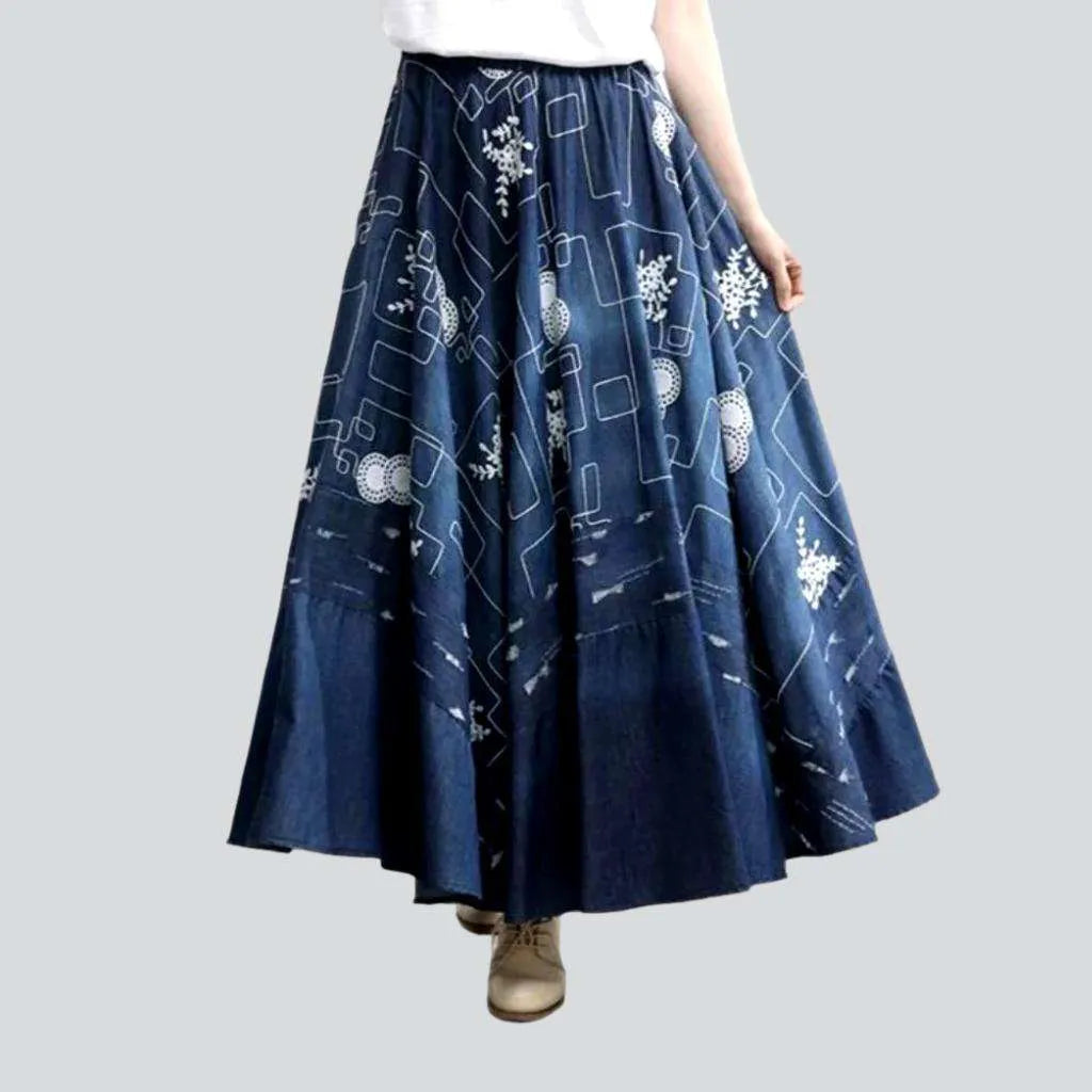 Women's Functional Outdoor Garments Floor length women's denim skirt