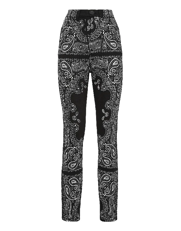 Women's Clothing And Garments Sets Denim Super High Waist Jegging Paisley Bandana