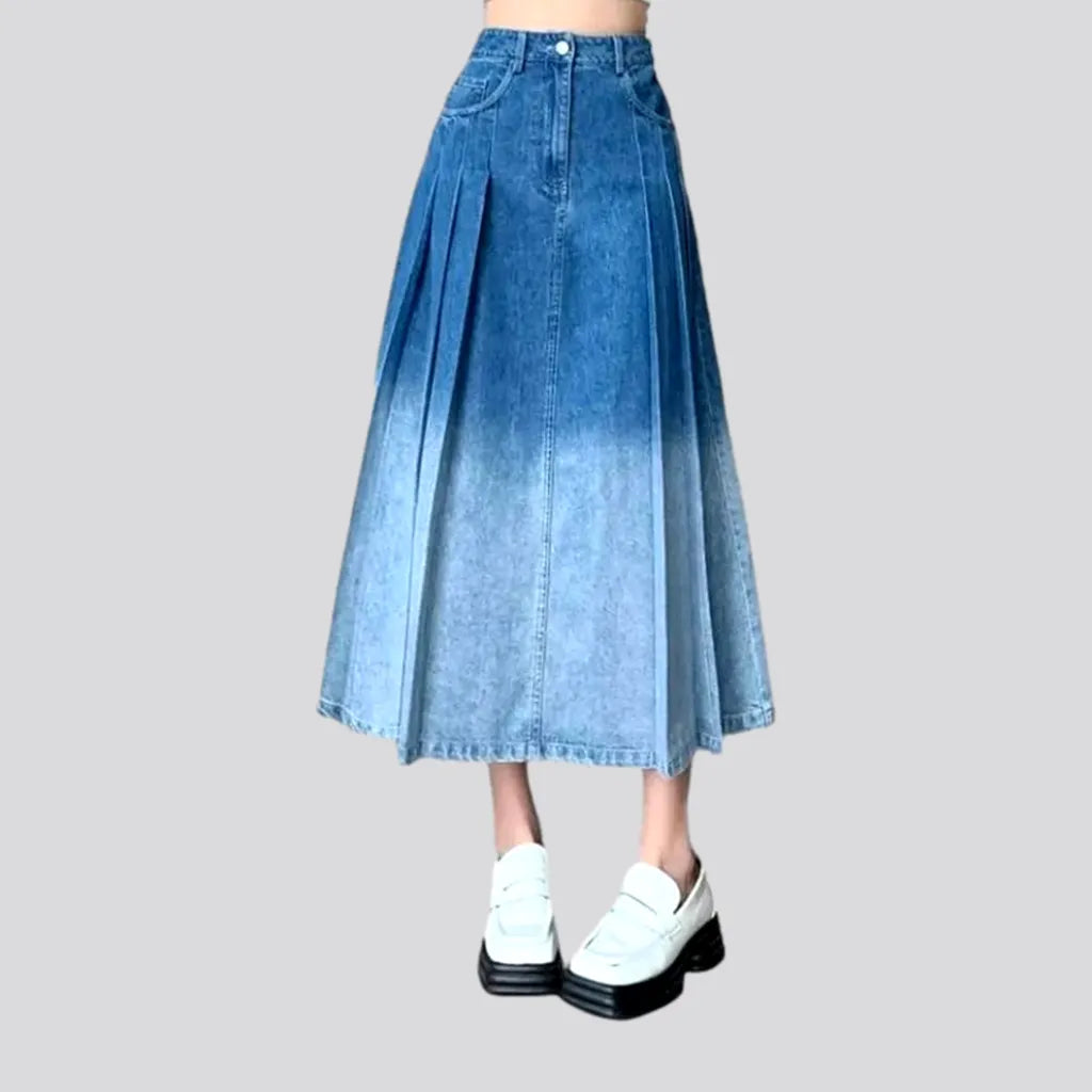 Women's Resort Garments Fit-and-flare contrast denim skirt