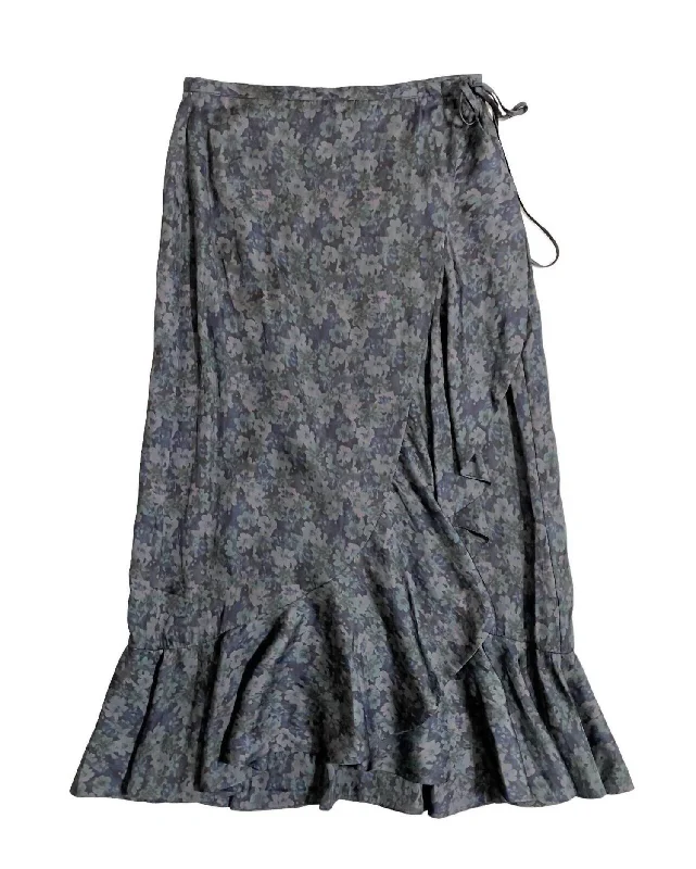 Summer Sale Wrap Alamar Floral Midi Ruffle Skirt In Gray