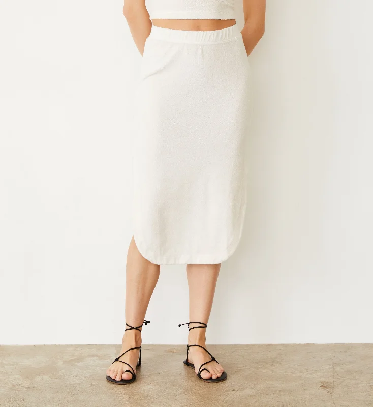 Women's Formal Apparel Terry Cloth Midi Skirt