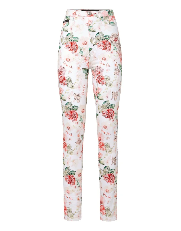 Luxury Women's Clothes Super High Waist Jegging Flowers