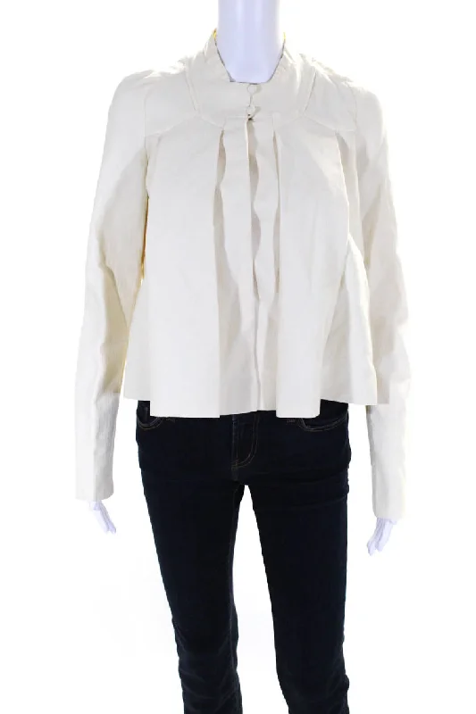 Women's Romantic Outfit Carolina Herrera Women's Round Neck Long Sleeves Button Up Jacket Beige