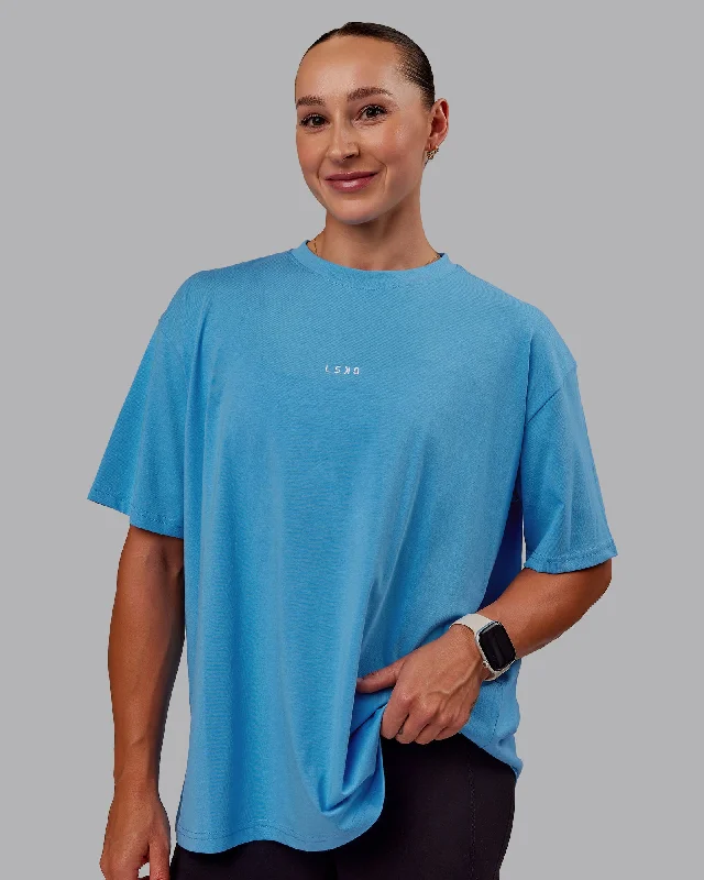 Women's Clothing Brands Go-To FLXCotton Oversized Tee - Azure Blue-White