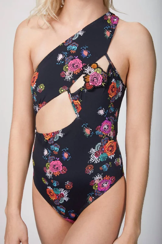 Workwear Fashion for Women Asymmetrical One Piece In Floral Bouquet