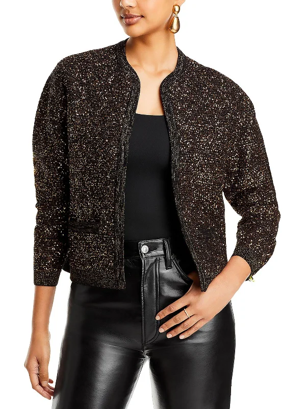 Women's Clothing Apparel Sets Penelope Womens Metallic Sequined Cardigan Sweater