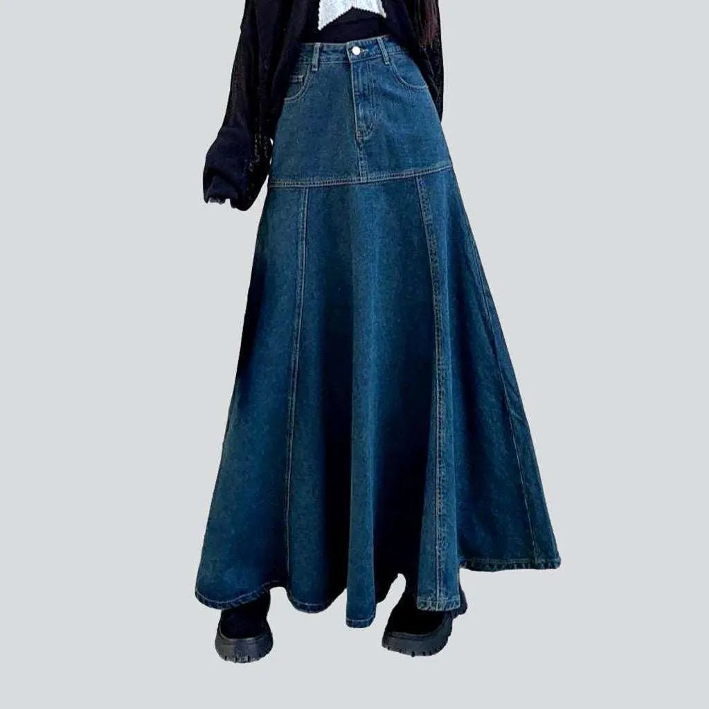 Women's Relaxed Outfit Floor-length flared denim skirt