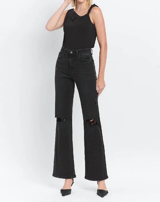 Women's Holiday Attire 90's Vintage Flare Jeans In Black