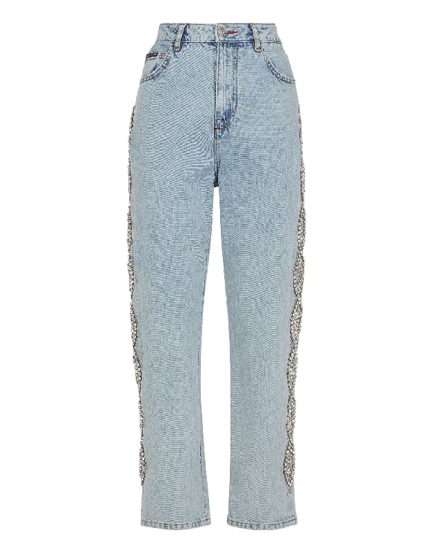 Women's Night-Out Clothes Denim Loose Fit Crystal Cable