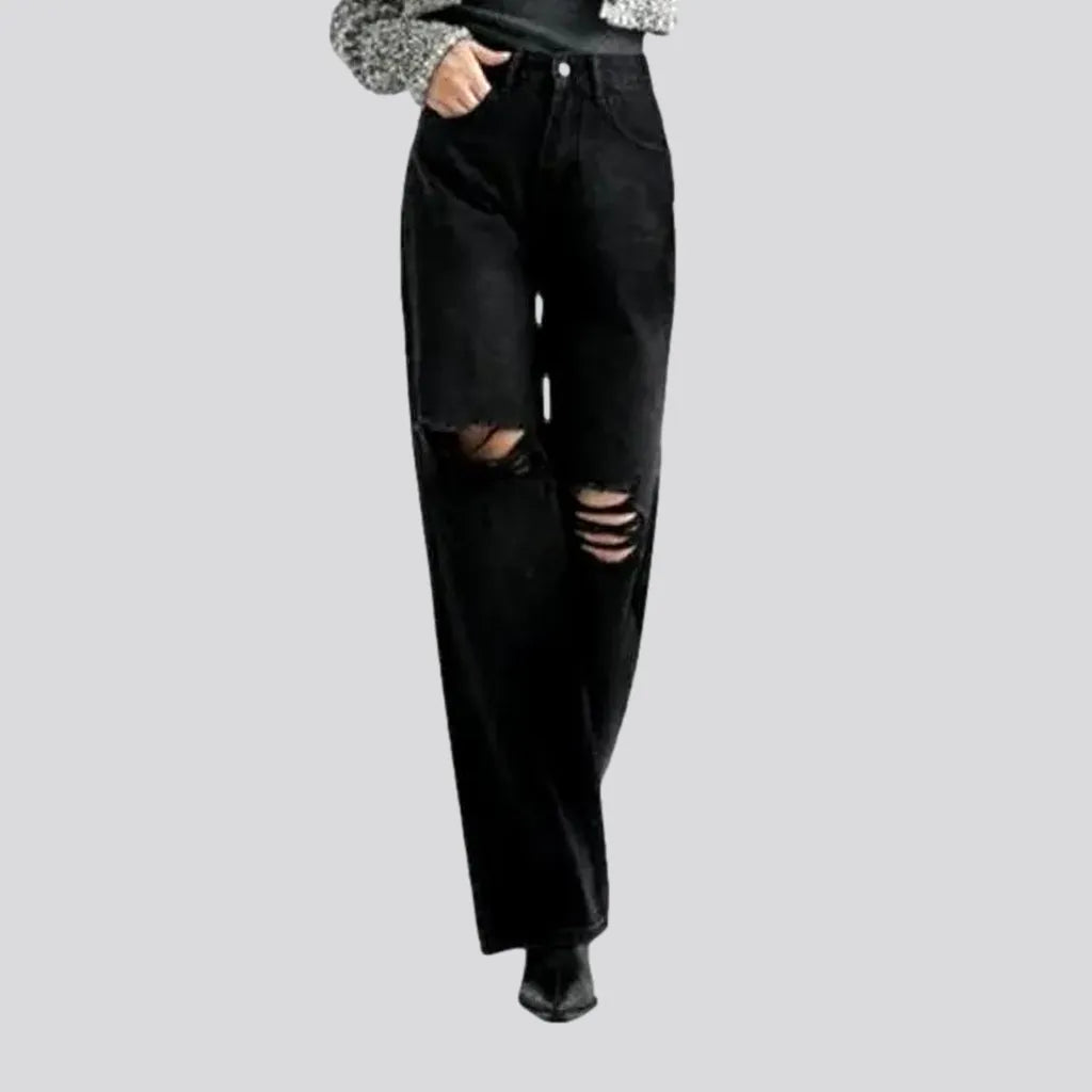 Women's Functional Apparel For Outdoor Activities Black women's distressed jeans