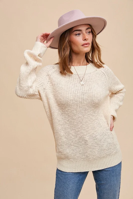 Stylish Outerwear Clothes For Women Cream Open Knit Sweater