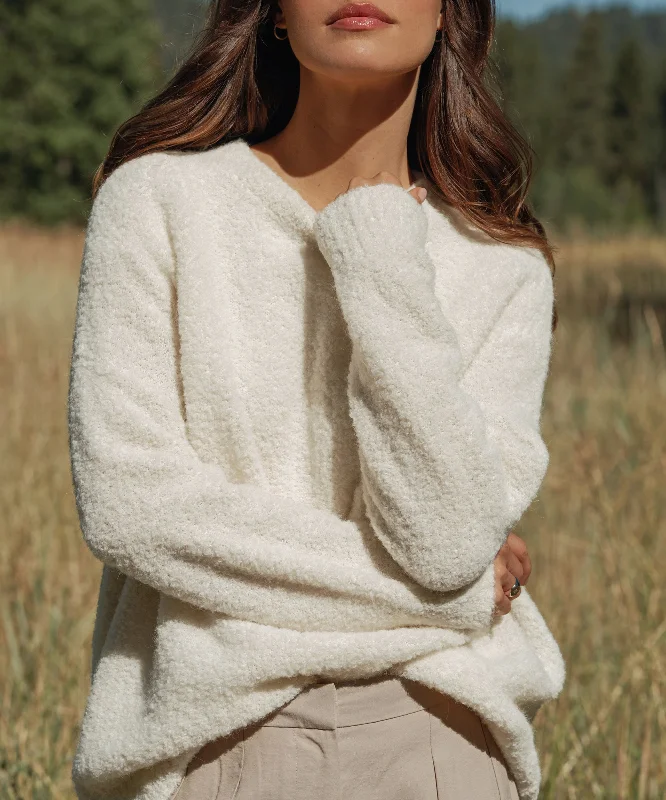 Women's Clothing For Outdoor Activities Alpaca Boucle Cocoon Crewneck