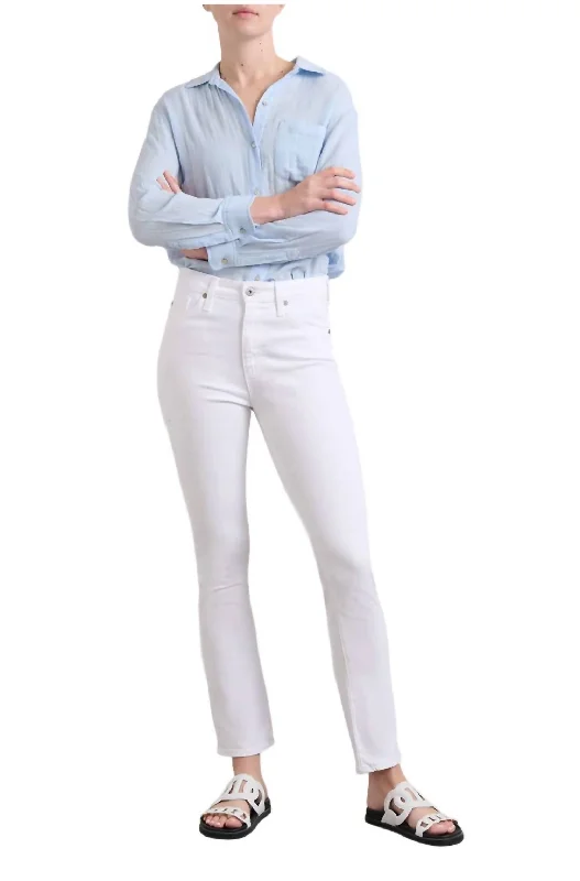 Women's Evening Wear Attire Mari Hi Rise Straight Jean In White