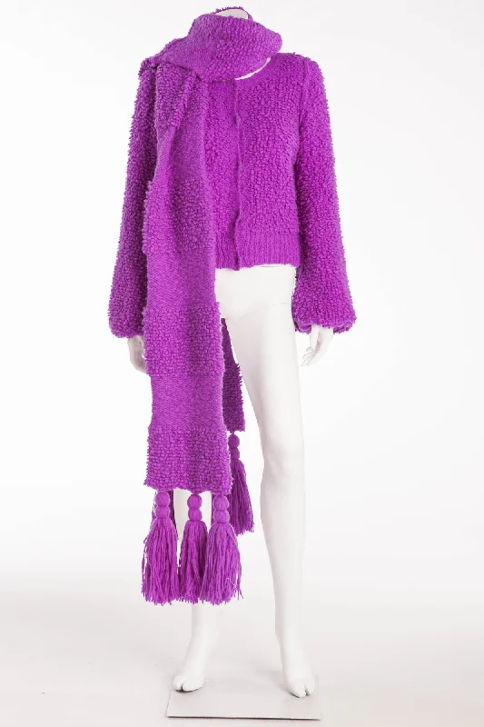 Casual Fashion for Women Sonia Rykiel - As seen on the 2008 Runway Collection - 2PC Purple Knit Sweater and Matching Scarf - S