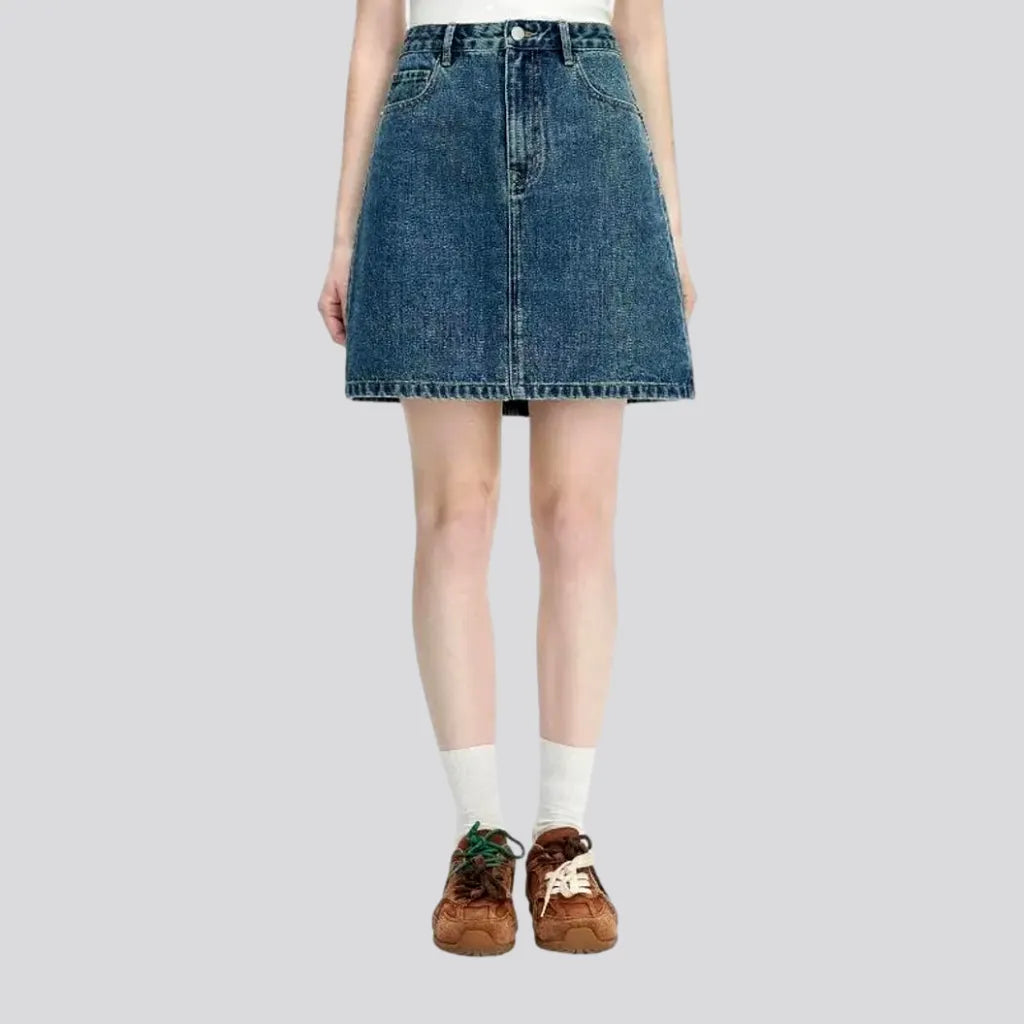 Women's Everyday Apparel 90s style denim high waist jean skirt