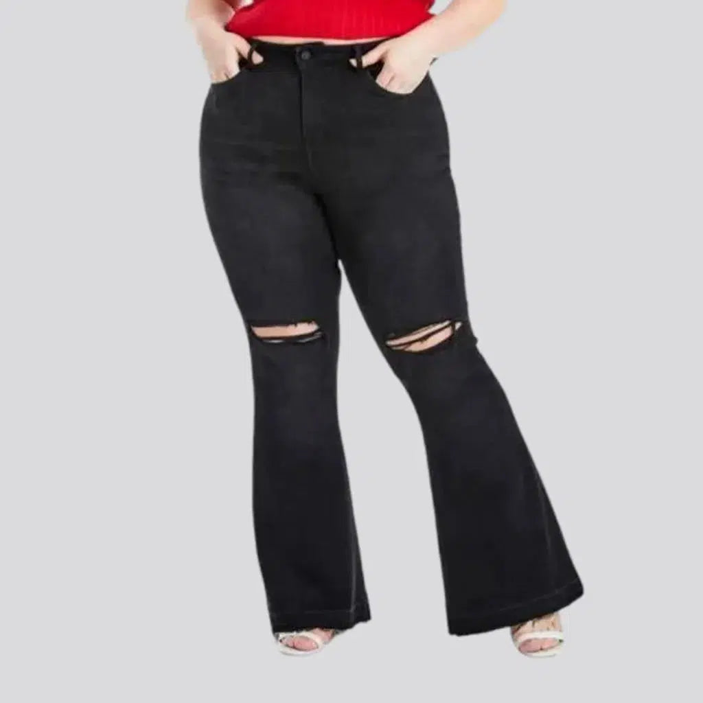 Women Online Clothing Boutiques Ripped-knees women's plus-size jeans