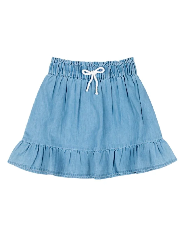 Casual Chic Clothing For Women Girl's Chambray Skirt In Blue