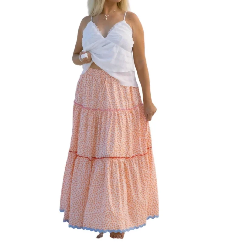 Women's Formal Event Clothing Marisol Tiered Floral Maxi Skirt In Orange