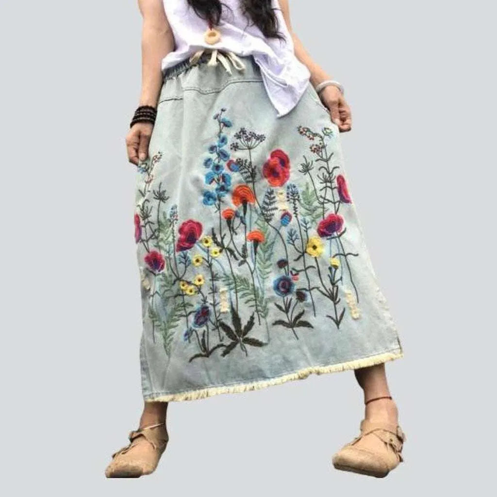 Women's Trendy Garments Street fashion embroidered long skirt