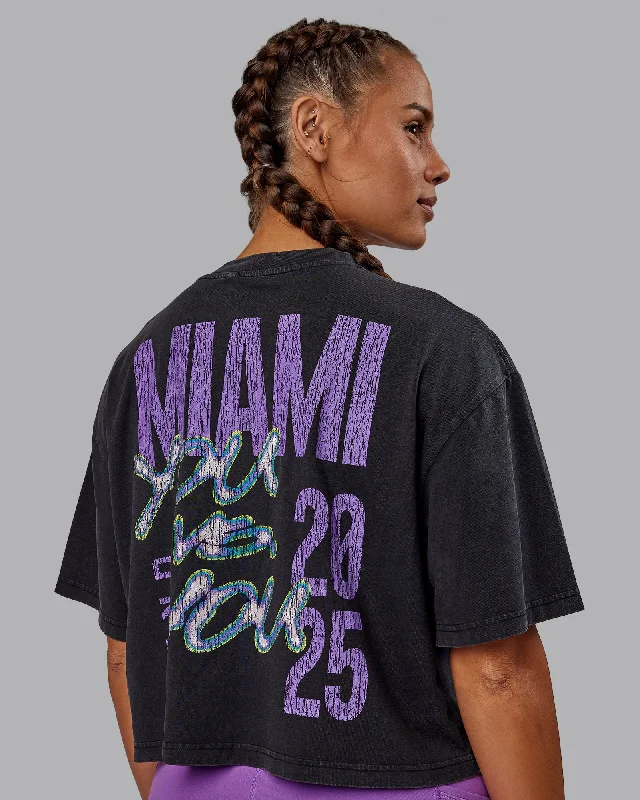 Women Wear Brands Miami 2025 FLXCotton Cropped Tee - Black-Purple Swirl