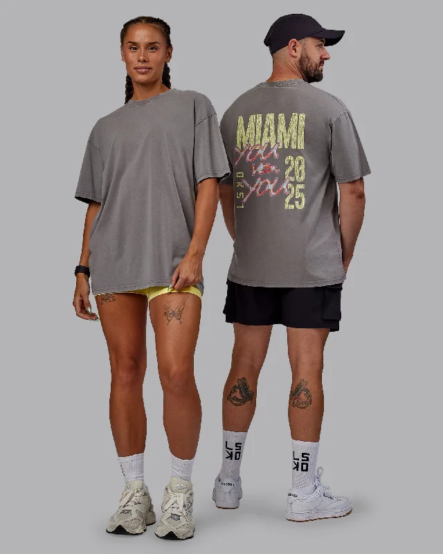 Plus Size Women Wear Unisex Miami 25 Washed FLXCotton Tee Oversize - Storm Front-Lemon Fizz