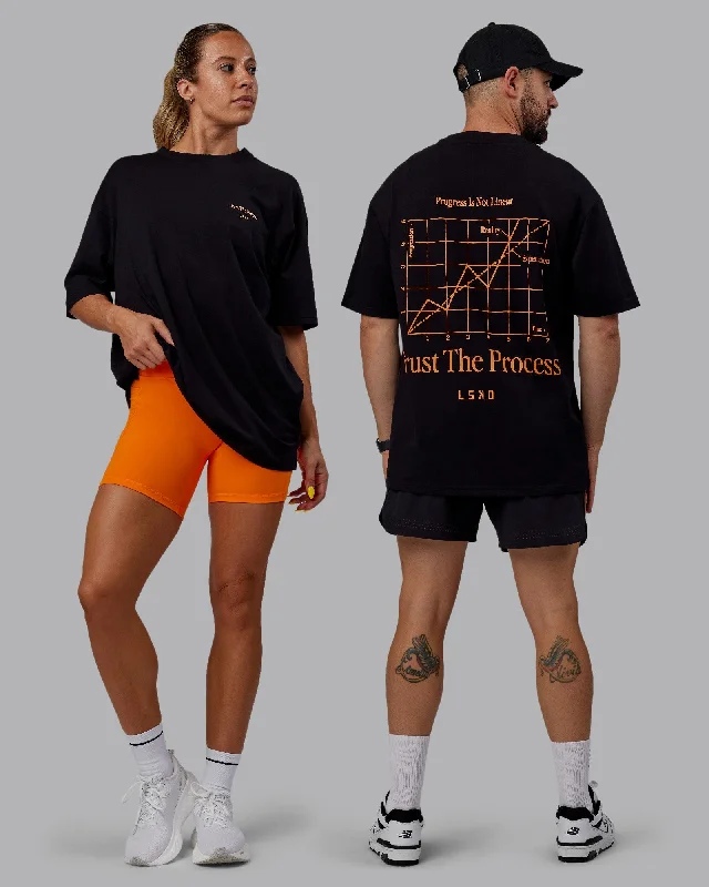 Affordable Women's Clothes Unisex Trust The Process 2.0 FLXCotton Tee Oversize - Black-Vibrant Orange