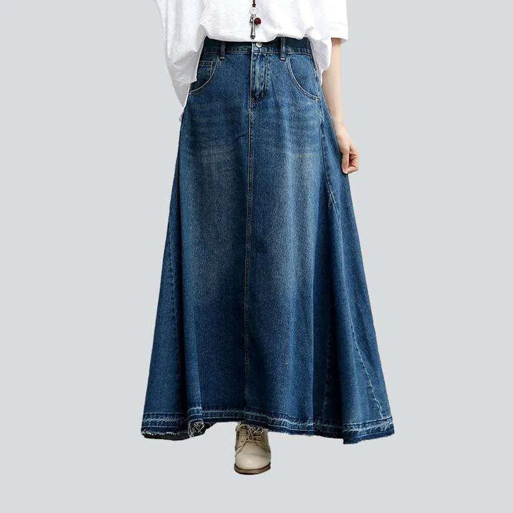 Women's Vacation Garments A-line flare denim skirt