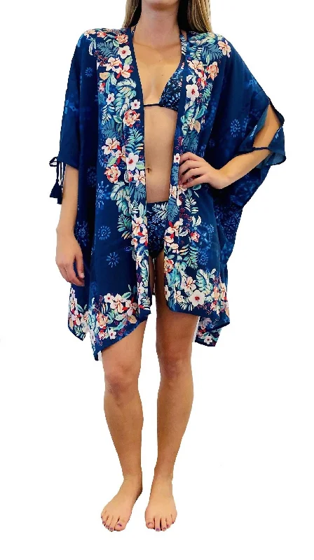 Casual Chic Clothing For Women Annia Short Kimono In Blue Multi