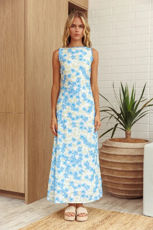 Women's Everyday Clothes Made For You Scoop Back Maxi Dress Floral Blue