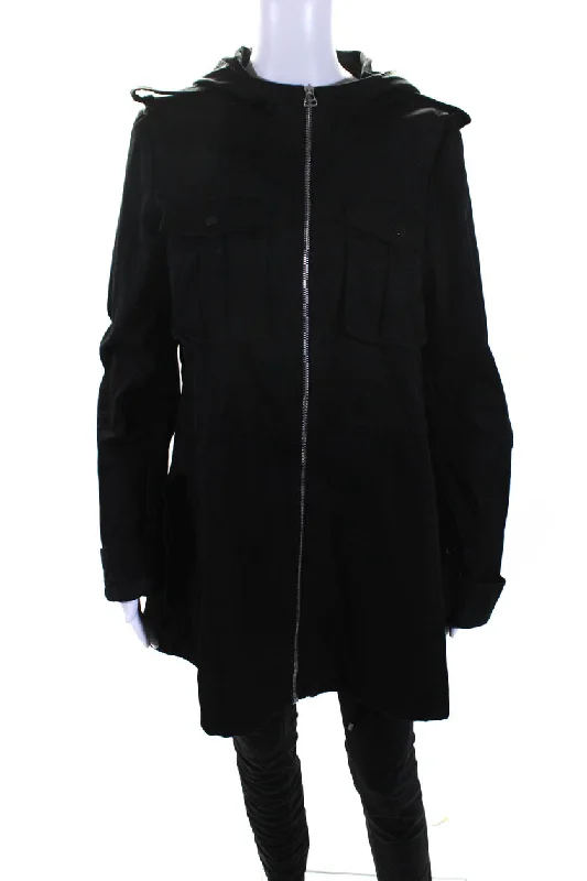 Women's Casual Dresses Dion Lee Womens Cotton Cut-Out Zipped Hooded Long Sleeve Jacket Black