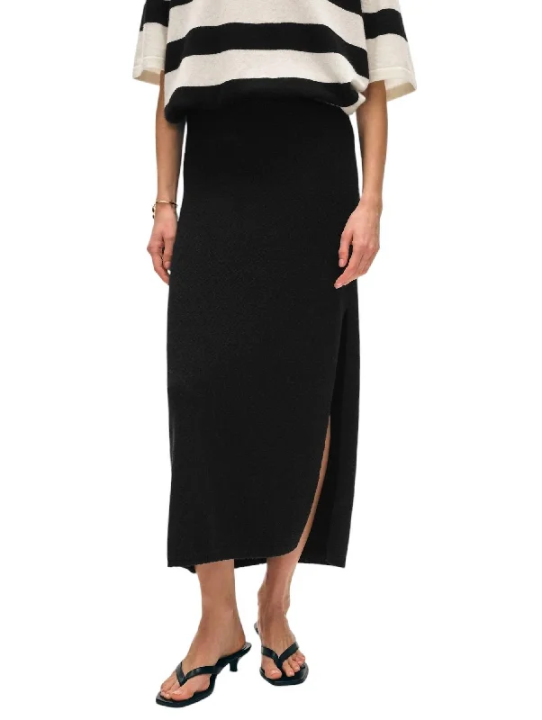 Holiday Special Offers Cotton Slub Slit Skirt In Black