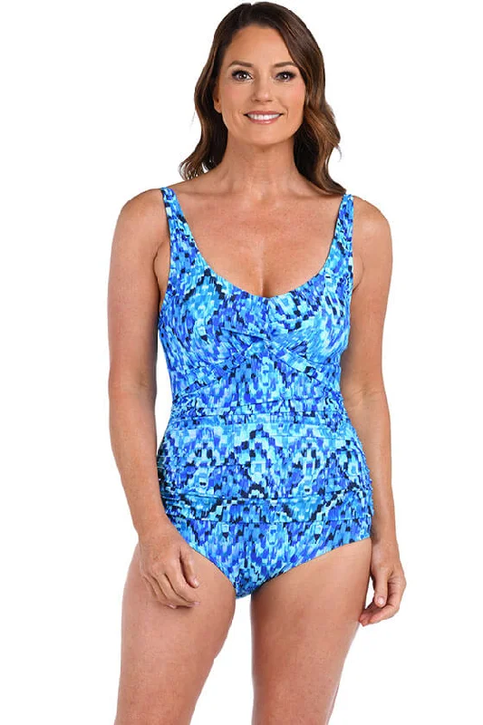 Women's Tailored Outfit Artisan Ikat Twist Front Swimsuit