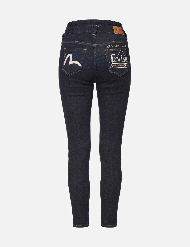 Affordable Fashion Clothing For Women Seagull and Logo Print Skinny Jeans