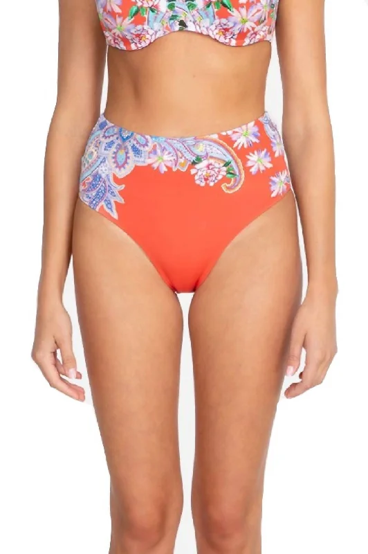 Women's Clothing For Outdoor Events Drew High Waist Bottom In Orange Multi