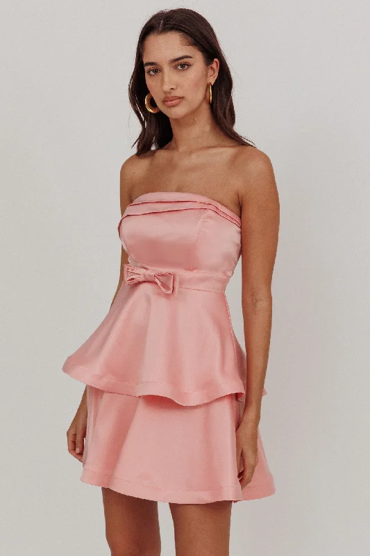 Formal Clothing For Women Alix Strapless Tiered Ruffle Mini Dress Rose Pink