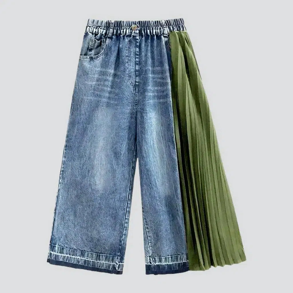 Vintage-Inspired Women's Clothes High-waist pleated jeans
 for ladies