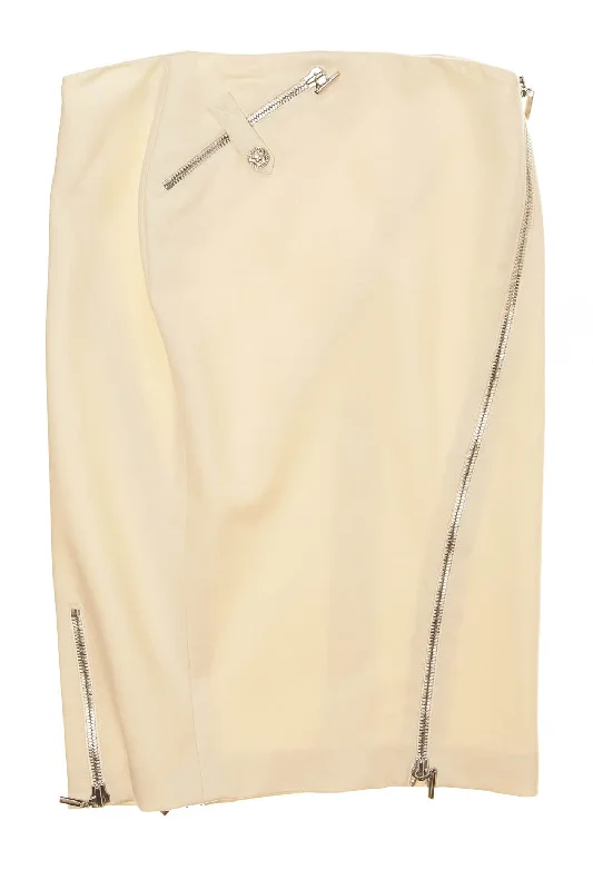 Formal Attire For Women Versace - Cream Pencil skirt with zippers - IT 40