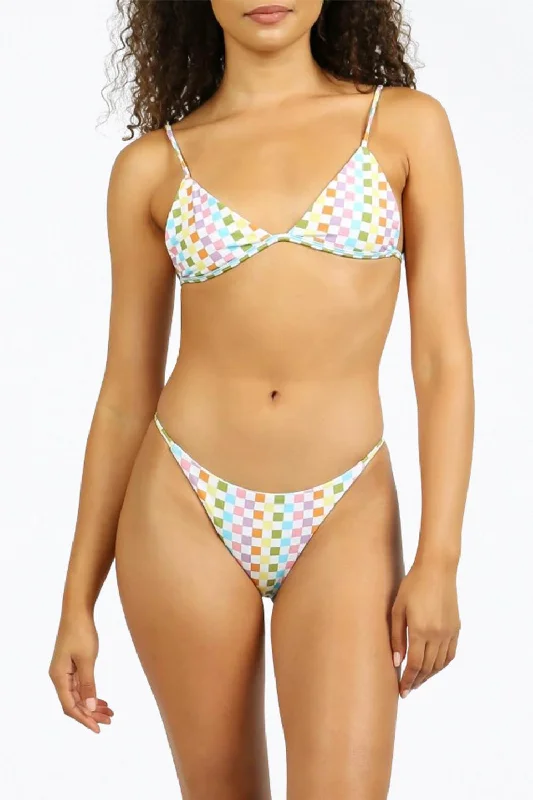 Fashionable Women's Clothes Hali String Bikini Bottom In Eco Rainbow Check