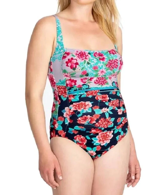 Women's Sports Apparel Japer Ruched One Piece Swimsuit In Multi