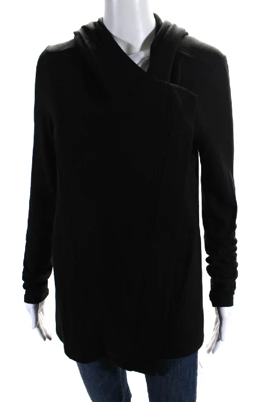 Women's Formal Wear Helmut Lang Womens Front Zip Lightweight Knit Hooded Jacket Black