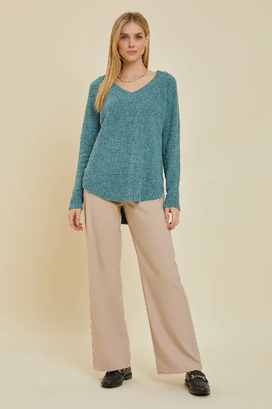 Best Online Women's Boutiques Teal Fuzzy Soft Knit Sweater