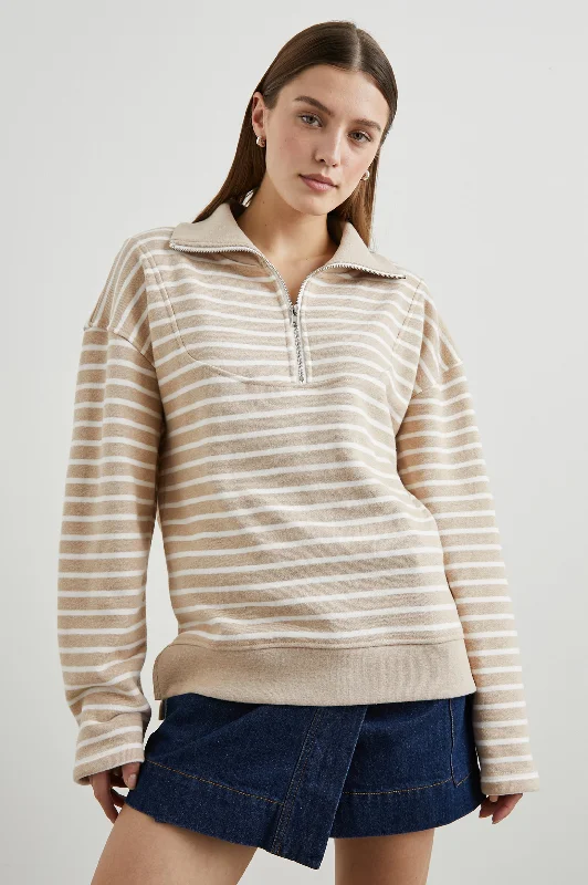 Trendy Women's Dresses Online PARKER SWEATSHIRT - HEATHER BEIGE STRIPE