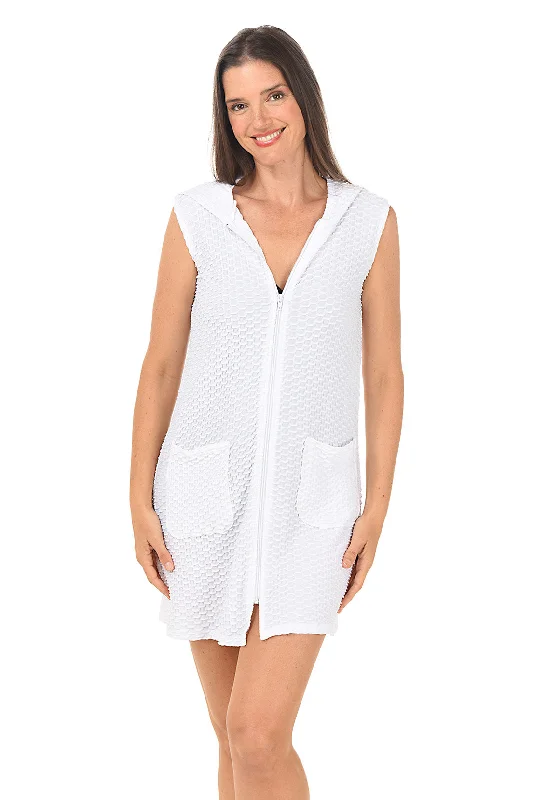 Women's Fashion Clothing Waffle Knit Sleeveless Cover-Up