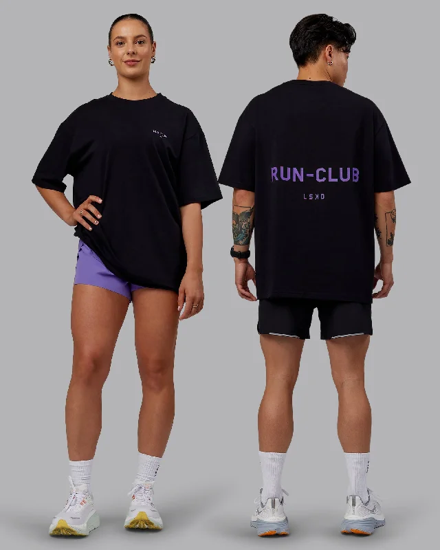 Women's Sporty Chic Clothes Unisex RUN CLUB FLXCotton Tee Oversize - Black-Purple Swirl