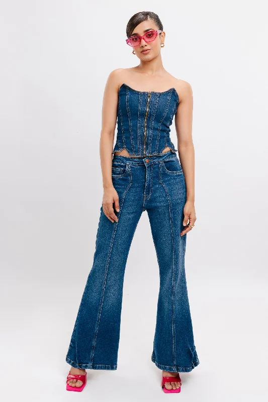 Women's Evening Outfit Front Seam Vintage Bootcut Jeans