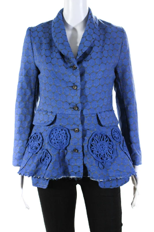 Timeless Women's Outfit Phos Phoro Womens Peplum Jacket with Crochet Applique  Blue