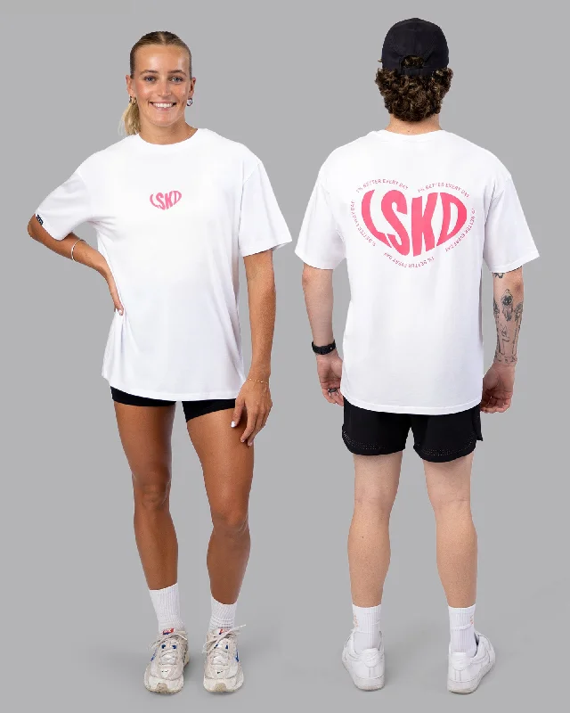 Online Boutiques Clothing Unisex Love To Train FLXCotton Tee Oversize - White-Pink Lemonade