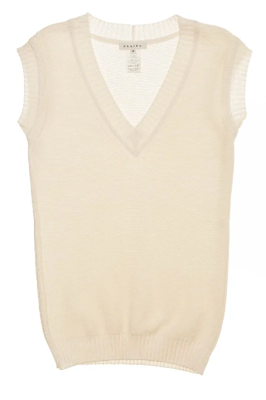 Discount Price Celine - White Sleeveless Knit Sweater - M