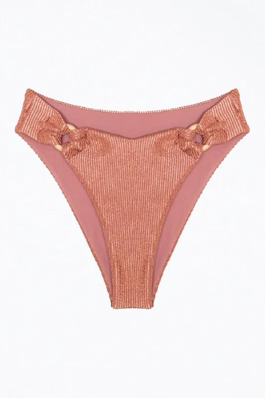 Women's Trendy Garments Rebecca Ribbed O-Ring Bikini Bottom In Blush